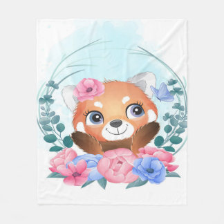 Cartoon Panda | Cute Little Red Panda Fleece Deken