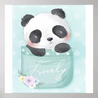Cartoon Panda | Cute Panda is in zakje Poster