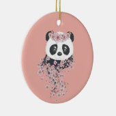 Cartoon panda portret met Sakura-bloemen Keramisch Ornament (Rechts)