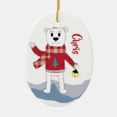 Cartoon Pap Polar Beer kerstversiering Keramisch Ornament (Voorkant)