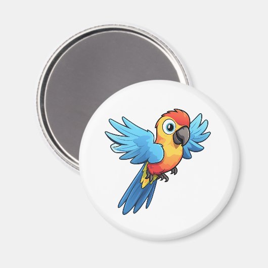 Cartoon papegaai illustratie magneet (Voorkant / Achterkant)