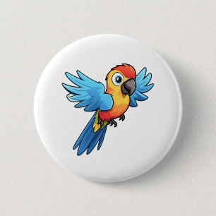 Cartoon papegaai illustratie ronde button 5,7 cm