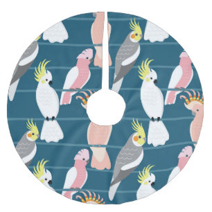 Cartoon papegaaien: Schattige naadloos patroon Kerstboom Rok