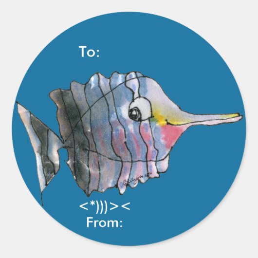 Cartoon Papillon poisson Étiquettes personnalisés (Devant)