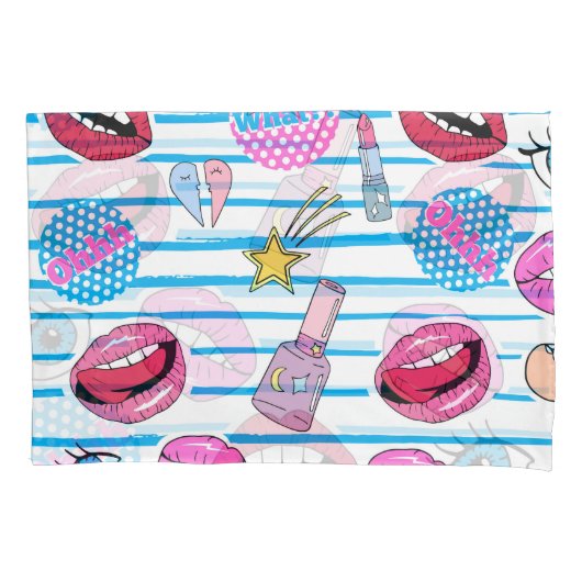 Cartoon patch badges: pop art. kussensloop (Voorkant)