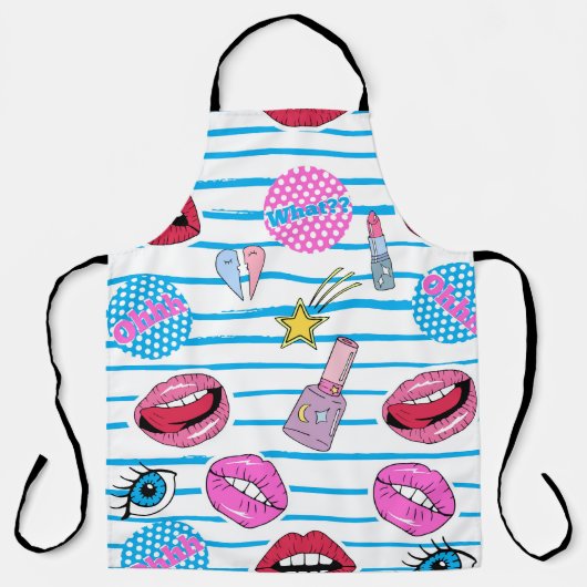 Cartoon patch badges: pop art. schort (Voorkant)