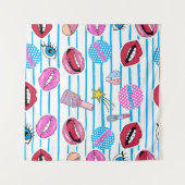 Cartoon patch badges: pop art. wandkleed (Voorkant (horizontaal))