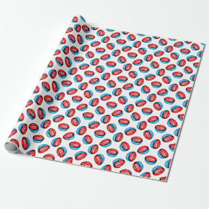 Cartoon Patch Badges: Retro Pop Cadeaupapier