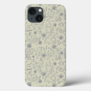 Cartoon patroon met grappige katten iPhone 13 hoesje