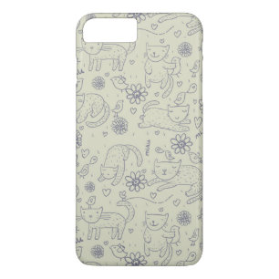 Cartoon patroon met grappige katten iPhone 8 plus / 7 plus hoesje