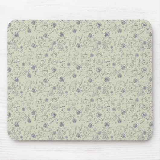 Cartoon patroon met grappige katten muismat (Voorkant)