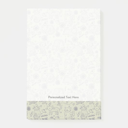 Cartoon patroon met grappige katten post-it® notes (Voorkant)