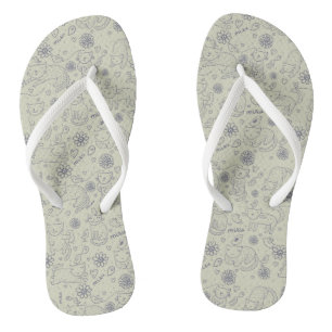 Cartoon patroon met grappige katten teenslippers