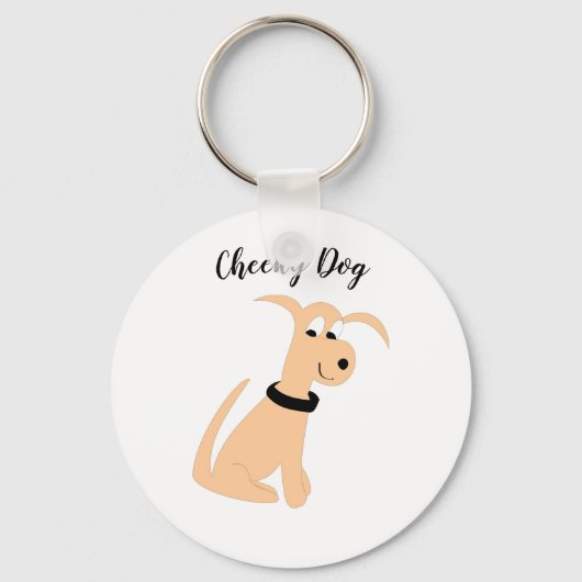Cartoon peach dog Cheeky Dog Sleutelhanger (Voorkant)