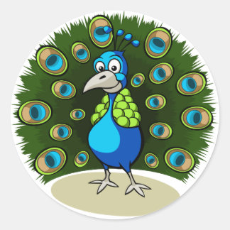 Cartoon Peacock Ronde Sticker
