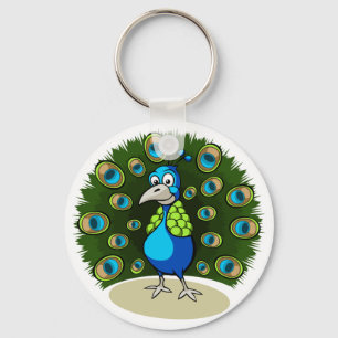Cartoon Peacock Sleutelhanger