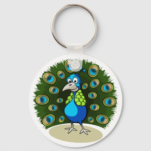 Cartoon Peacock Sleutelhanger (Voorkant)