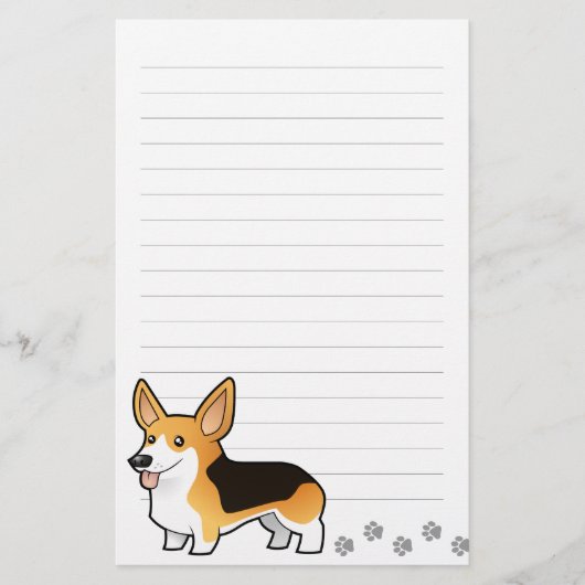 Cartoon Pembroke Welsh Corgi Briefpapier (Voorkant)