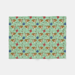 Cartoon Pembroke Welsh Corgi Fleece Deken