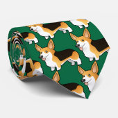 Cartoon Pembroke Welsh Corgi Stropdas (Opgerold)