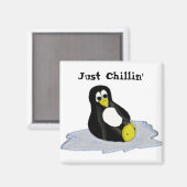 Cartoon Penguin over ijs Magneet (Voorkant / Achterkant)