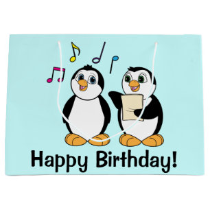 Cartoon Penguins Zingend Happy Birthday Groot Cadeauzakje