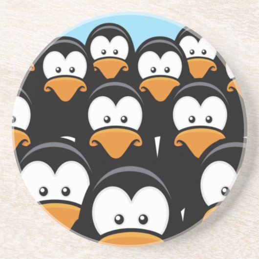 Cartoon Pensive Penguin Army Zandsteen Onderzetter (Voorkant)