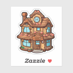 Cartoon peperkoek huis sticker