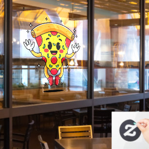 Cartoon Pepperoni Pizzasnij Customer Attractor Raamsticker