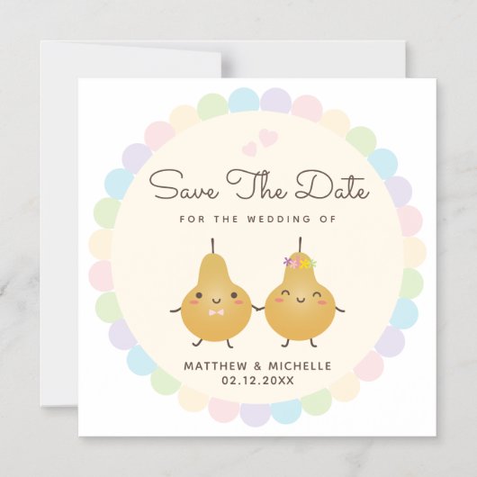 Cartoon perfecte parelbruine paardenbruis, bespaar magnetische uitnodiging (Voorkant)