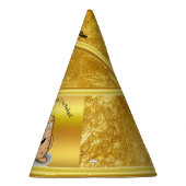 cartoon personage aardappel met grote ogen 2 feesthoedjes (Rechts)