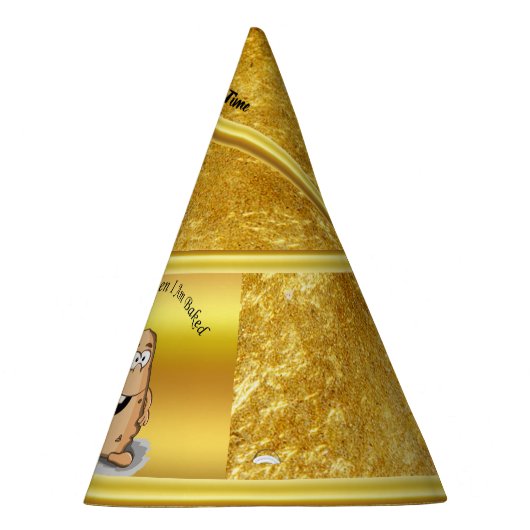 cartoon personage aardappel met grote ogen 2 feesthoedjes (Rechts)