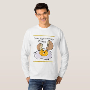 cartoon personage frituurde eicel met grote glimla t-shirt