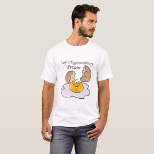 cartoon personage frituurde eicel met grote glimla t-shirt