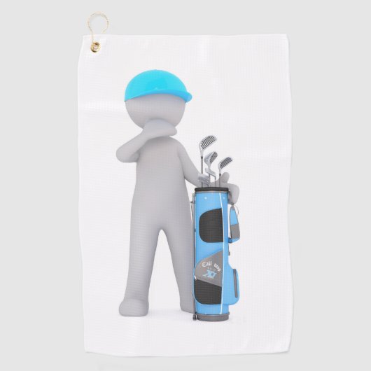 Cartoon personage met een Golf Bag Design Golfhanddoek (Voorkant)