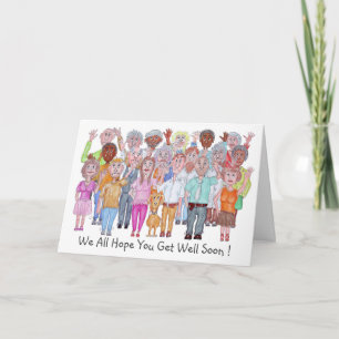 Cartoon Personnes Avec Une Carte De Message De Bon