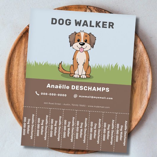 Cartoon - Pet & Dog Walker Scheur Off Strips Flyer