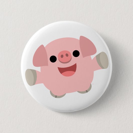 Cartoon Pig Button Badge (Voorkant)