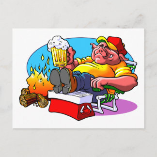 Cartoon Pig Roast Briefkaart