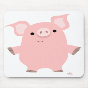 Cartoon Pig staat op mousepad Muismat
