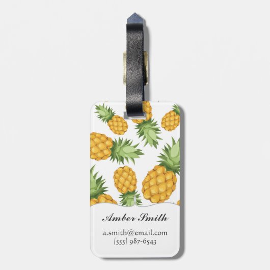 Cartoon Pineappelpatroon Bagagelabel (Achterkant verticaal)