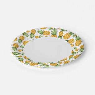 Cartoon Pineappelpatroon Papieren Bordje