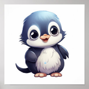 Cartoon pinguïn illustratie poster
