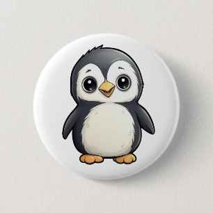 Cartoon pinguïn illustratie ronde button 5,7 cm