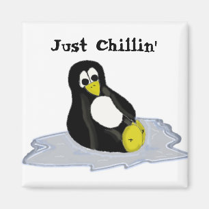 Cartoon Pinguïn op Ijs Magneet
