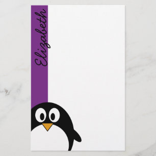 cartoon pinguïn paars briefpapier