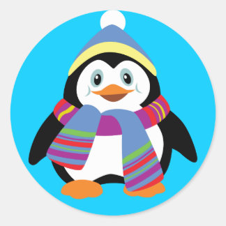 cartoon pinguïn ronde sticker