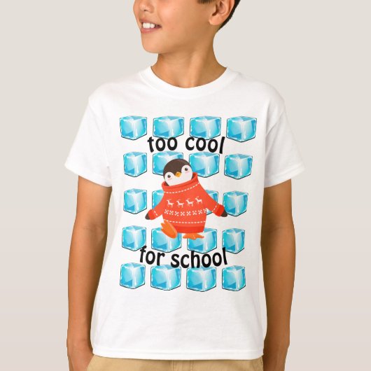 Cartoon pinguïn "too Cool for School" Kinderen T-shirt (Voorkant)
