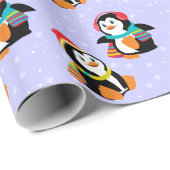 cartoon pinguïns cadeaupapier (Rol Hoek)