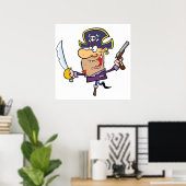 Cartoon Pirate Poster (Thuiskantoor)